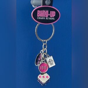 {Las Vegas} Charm Keyring with Pink and Silver Accents